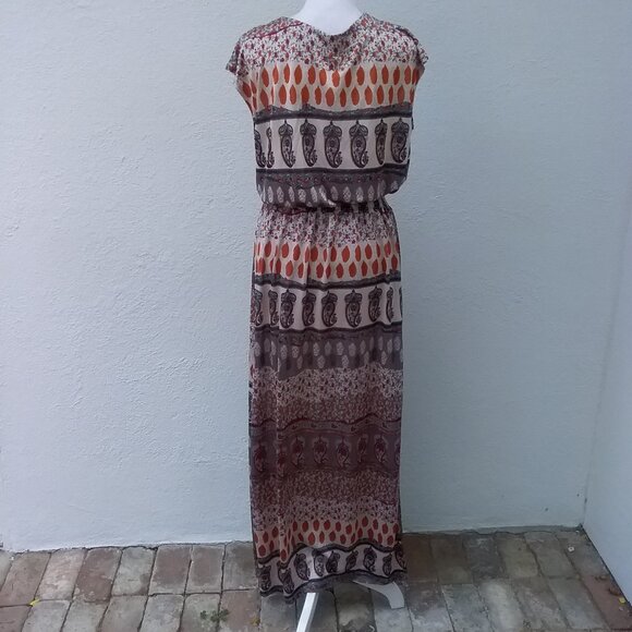 Cherish Dress Med Women's Paisley Print Knit Sleeveless Side Slits Elastic Waist - Picture 6 of 6